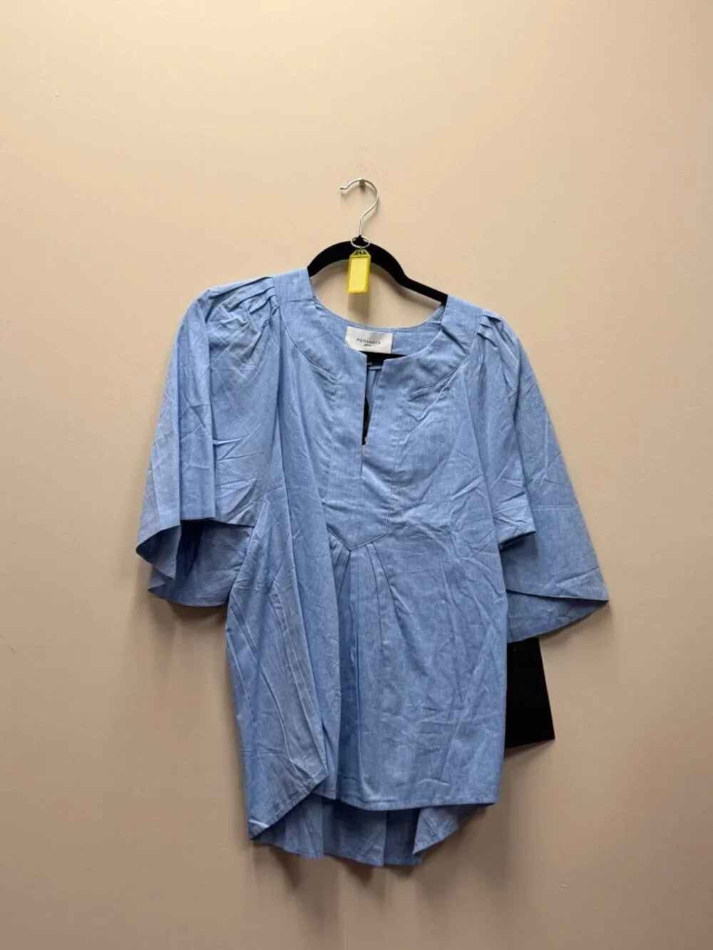 POMANDER PLACE Chambray Finley Flutter Sleeve Top Size XL NWT